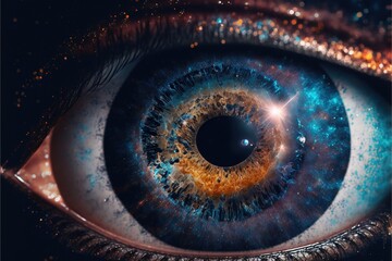 A beautiful eye in which you can see the cosmos AI