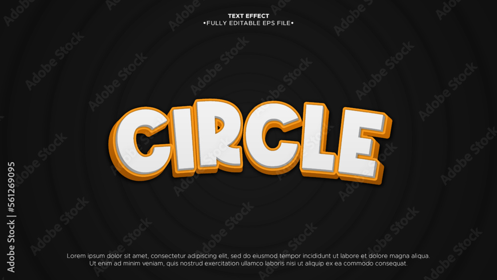Poster circle 3d bold vector text effect with funny and playful style