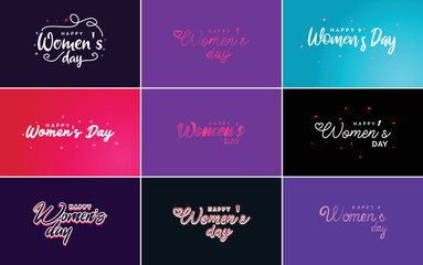 Fototapeta na wymiar International Women's Day vector hand written typography background