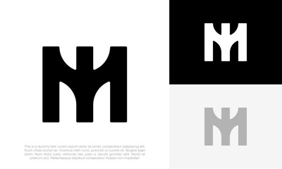 M letter logo initial digital modern design vector