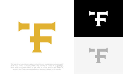 TF or FT letter logo initial modern design vector