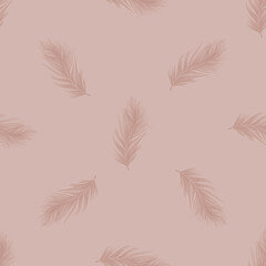 feathers seamless pattern. LIGHT pattern of feathers on a COCOA background