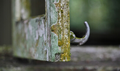 close up of an rusty metal fence