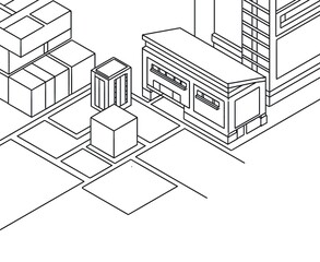 Illustration of a modern building lodging apartment isometric style