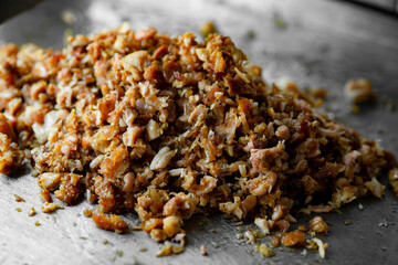 small pieces of ready-made meat for shawarma