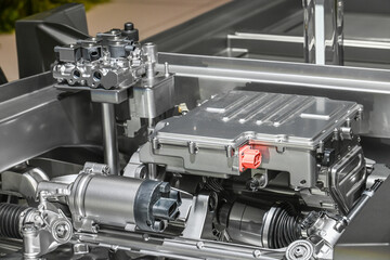 Fototapeta premium auto voiture moteur technologie boitier electronique moteur electrique prise raccordement