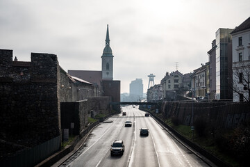 Fototapeta na wymiar slovakian empty street in Bratislava