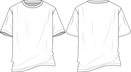MEN AND BOYS WEAR BAGGY TEE SHIRT FRONT AND BACK FASHION FLAT DESIGN VECTOR