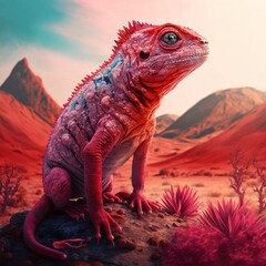 animal from earth with birght red color in a happy place