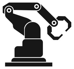 Industrial robotic arm icon. Black mechanical manipulator