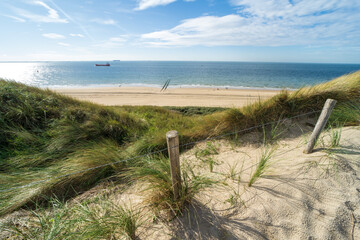 View over the sea from the dunes near Vlissingen, the Netherlands