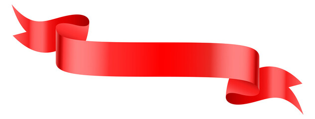 Red ribbon. Realistic banner scroll. Textile mockup
