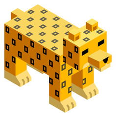Naklejka premium Polygon pixel leopard. Low poly animal icon