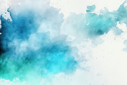 Abstract blue background, watercolor paint texture. Generative AI. © ART IS AN EXPLOSION.