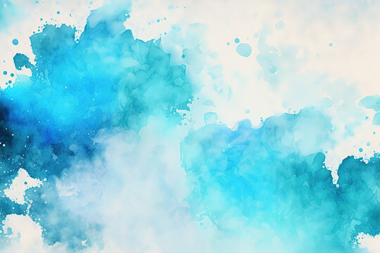 Abstract blue background, watercolor paint texture. Generative AI.
