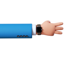 3d illustration. Three fingers counting icon. Cartoon character hand. Business clip art isolated on white background