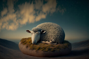Sheep in Dreams, Generative AI, Illustration