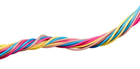 Colorful power copper electrical wire - obrazy, fototapety, plakaty