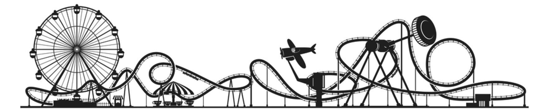 amusement park black and white scene clip art preview
