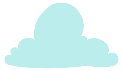 Blue cloud silhouette. Curved fluffy weather symbol