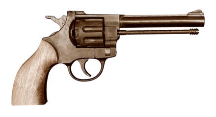 Révolver vintage sur fond transparent