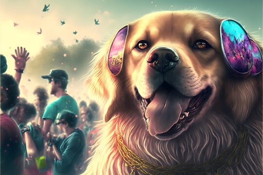 Get ready for a canine-themed EDM festival featuring dog DJs. The amazing lighting setup transforms the scene as the dog crowd dances and vibes to the electrifying music. Join the bark-tastic party