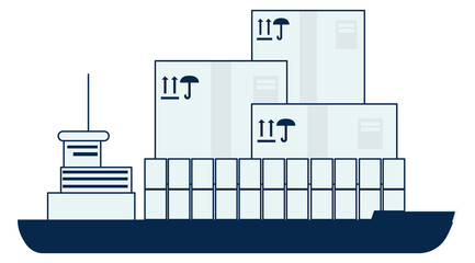 Freight ship icon. Marine shipping for cargo containers