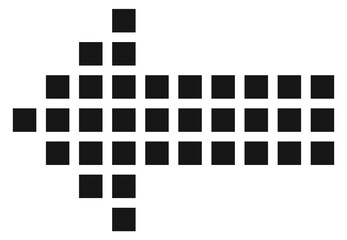 Pixel arrow. Black square pattern left direction pointer