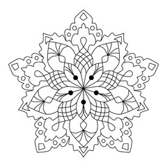 Mandala Shape for Coloring Book. For Beginner, seniors and children. Hand Draw. Vector Mandala. Floral. Flower. Oriental. Book Page. Decoration in ethnic oriental. Outline.
