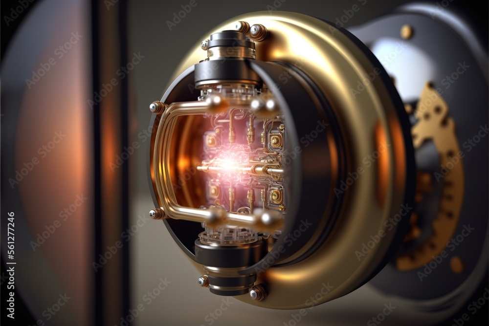 Poster a close up of a metal object with a light inside of it and a metal object with a light inside of it,