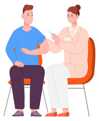 Obraz premium Nurse shot patient with injection. Medical vaccination procedure