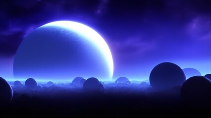 Majestic Alien Planet Landscape. Game background.