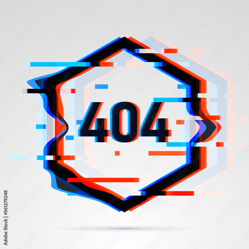 Poster rhombus 404 frame in glitch style. page not found. interference graphic image. vector design por you