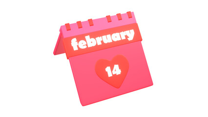 3d small calendar of dates for valentine