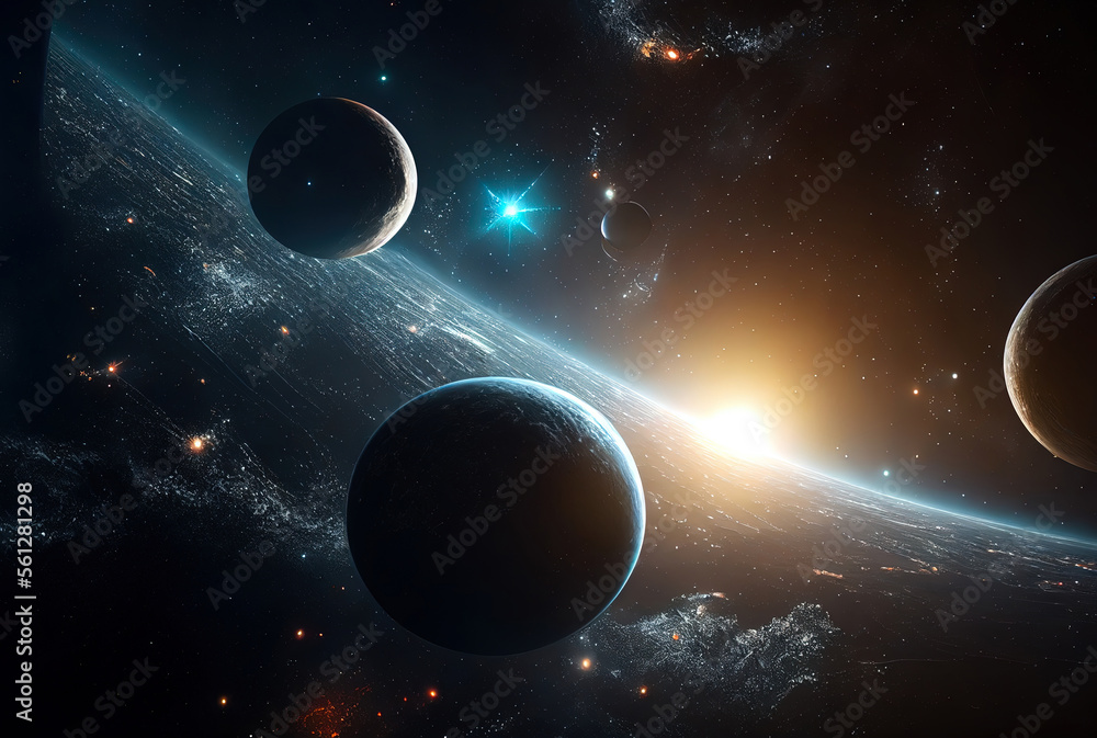 Aufkleber abstract illustration of the cosmos on the theme of the origin of life in the universe with stars, c