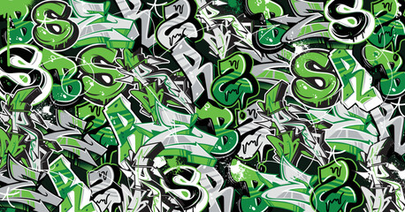 Colorful Graffiti Wall Art Background Street Art Hip-Hop Urban Vector Illustration Background. Seamless amazing graffiti art background © Themeaseven