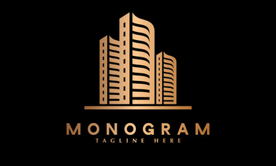 Construction real estate icon abstract monogram vector logo template