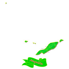 Vector map of  Anguilla with subregions in green country name in red