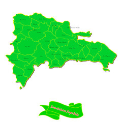 Vector map of Dominican Republic  with subregions in green country name in red