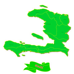Vector map of  Haiti with subregions in green country name in red