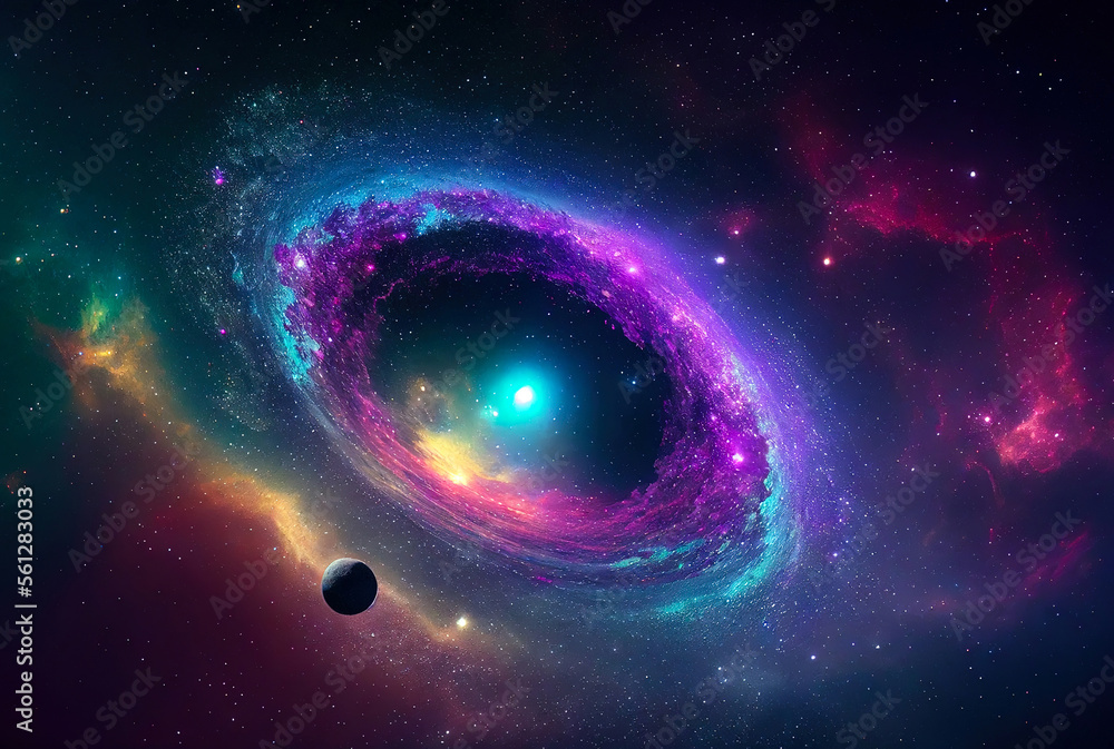 Aufkleber abstract background of outer space with ultra bright stars and comets on the theme of explosions and life in space