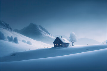 Winter, Snow, Hills , Trees, Remote, Cosy, warmth
