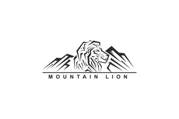 mountain and lion logo design © bady