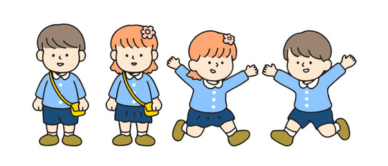 Little kid Happy. Cute cartoon characters, Back to school concept