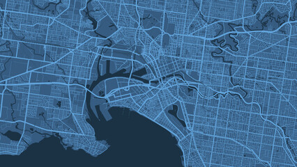 Naklejka premium Detailed map of Melbourne city, linear print map. Cityscape panorama.