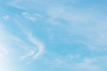 Summer blue sky cloud gradient light white background. Beauty clear cloudy in sunshine calm bright winter air bacground. Gloomy vivid cyan landscape in environment day horizon skyline view spring wind