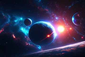 Obraz premium cosmic landscape with intelligence and stars