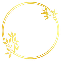 Fototapeta na wymiar Golden Circle with leaves frame for Wedding Monograms and Invites Golden Wreath for Logos, Monograms