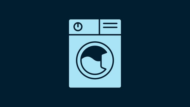 White Washer icon isolated on blue background. Washing machine icon. Clothes washer - laundry machine. Home appliance symbol. 4K Video motion graphic animation