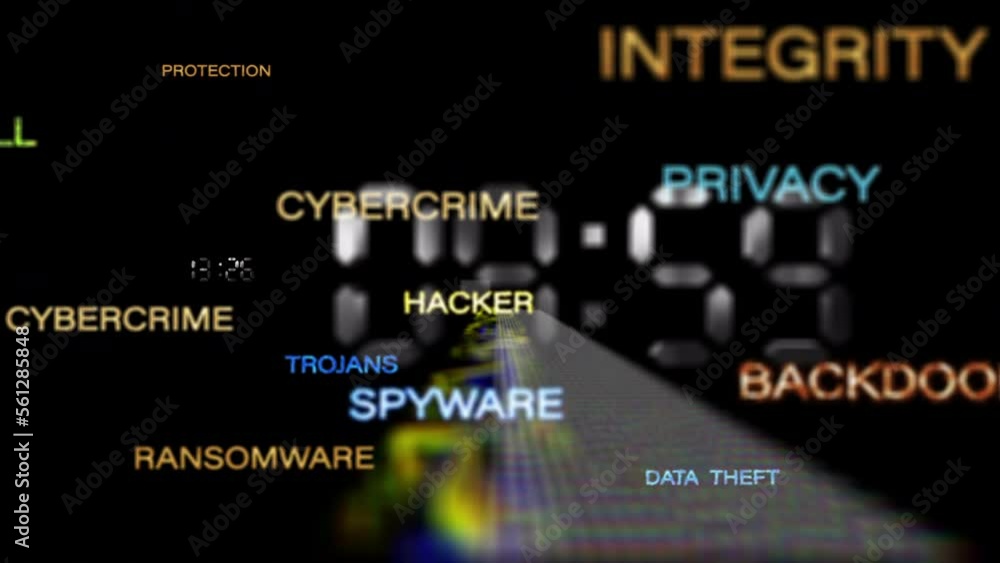 Poster cyber security concept glow multicolored golden text 3d cinematic title with digital effect for tech